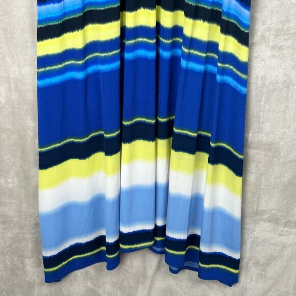 Chicos Dress Women 3 (XL) Blue Striped Sleeveless Blouson Midi Casual Beach Boho - Picture 4 of 13